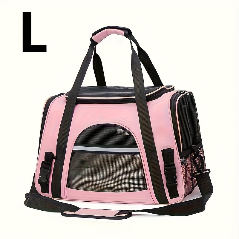 Trasportino Gatto Portatile con Materassino – Grande Capacità, Tasche Traspiranti, Chiusura con Cerniera, Imbottitura Morbida, Cinghie Sicure per Auto e Esterno