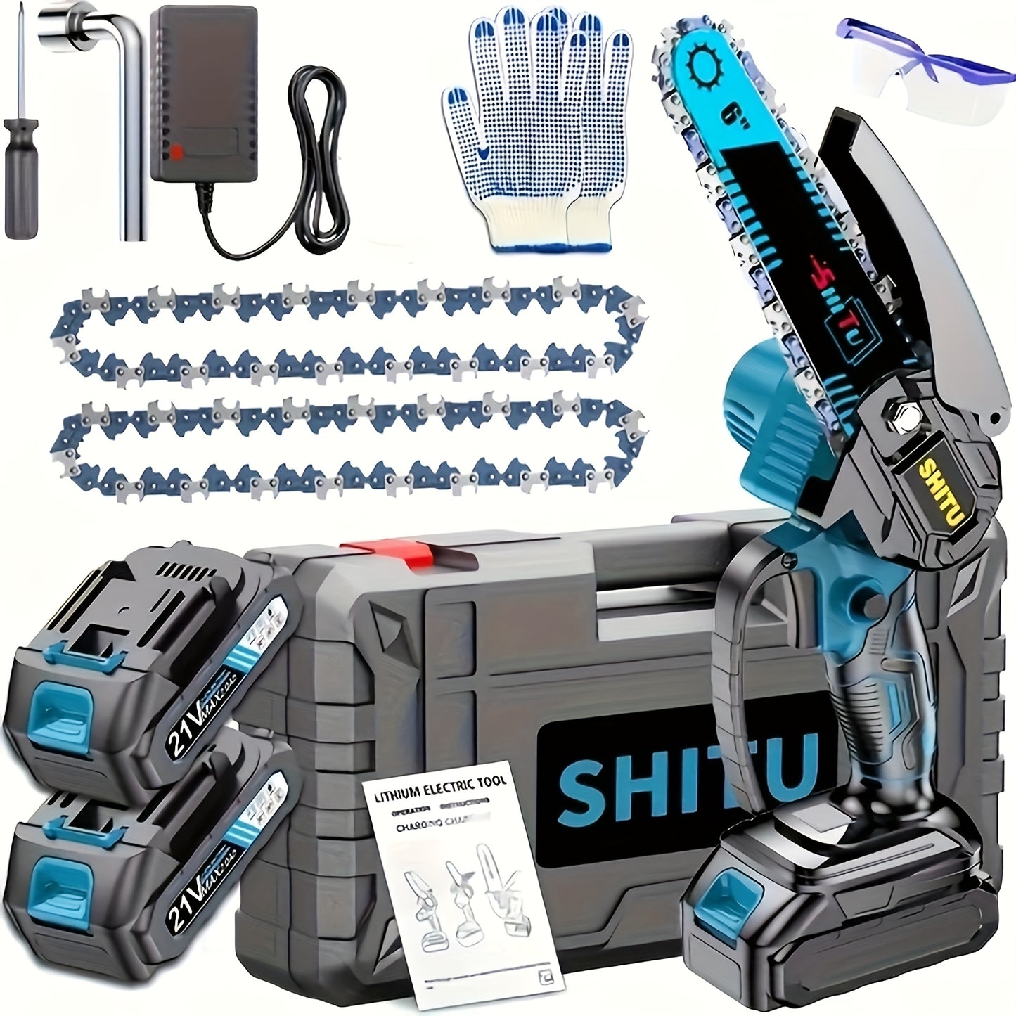 Mini Cordless Chainsaw, Lightweight & Portable Handheld Electric Tree Cutter with Splash Guard, Safety Lock, Rechargeable Battery, and Safe Trimming for Quick Cutting of Tree Branches, Courtyard, Household, and Garden Use, Gift.