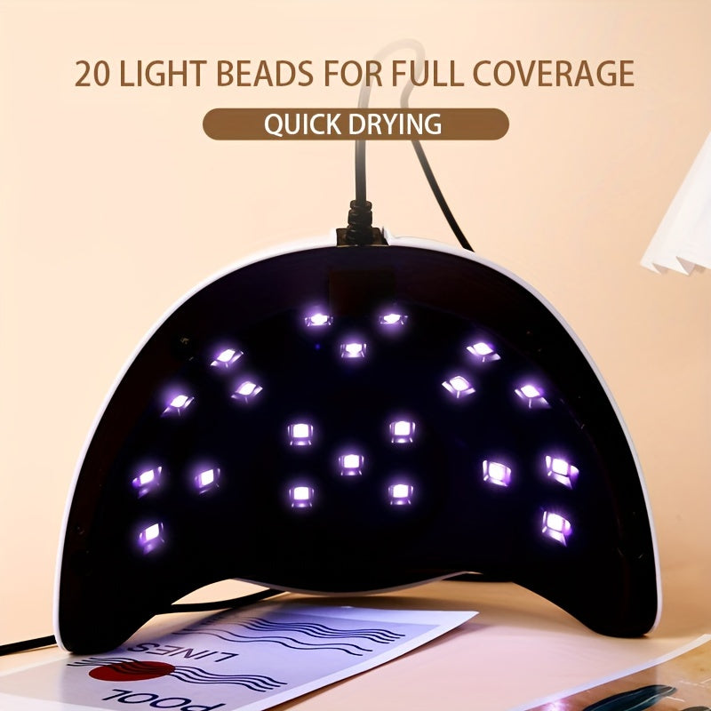 Lampada Unghie LED/Quick-Dry con Display LCD Digitale – Auto Spegnimento, Luce B/UVA per Smalto Gel, Uso Casa o Salone, Compatta e Portatile, Timer, Senza Adattatore, Plastica Resistente, Bianco/Nero