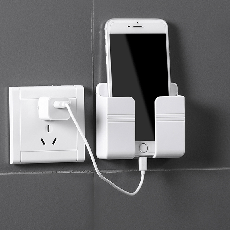 Porta Cellulare da Parete – Organizer Multiuso Senza Fori, Supporto per Telecomando, Scatola di Stoccaggio e Gancio per Ricarica