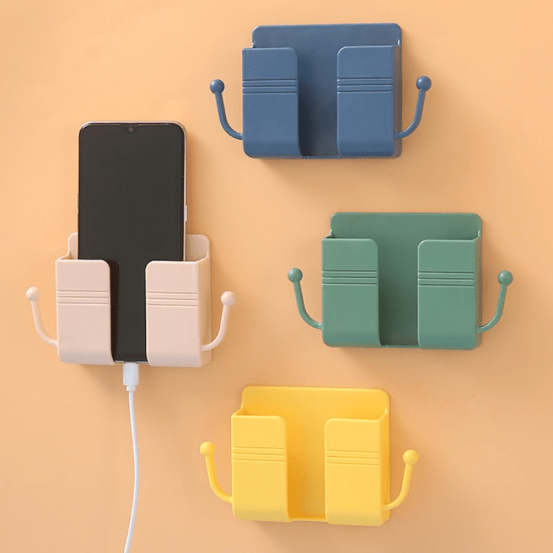 Porta Cellulare da Parete – Organizer Multiuso Senza Fori, Supporto per Telecomando, Scatola di Stoccaggio e Gancio per Ricarica