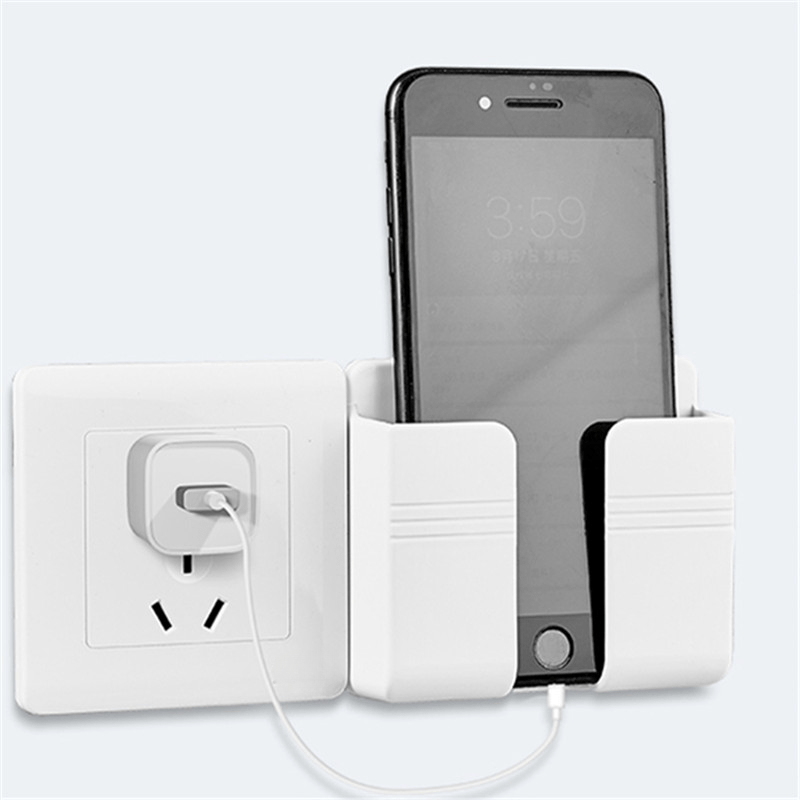 Porta Cellulare da Parete – Organizer Multiuso Senza Fori, Supporto per Telecomando, Scatola di Stoccaggio e Gancio per Ricarica