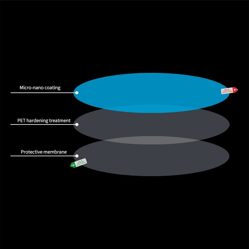 Set 2 folii transparente anti-ploaie pentru lentile spate auto – protecție impermeabilă, autocolant universal 100x145mm