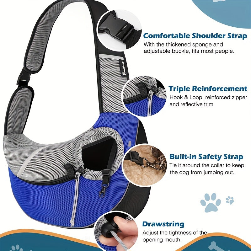 Borsa a tracolla traspirante per cani – trasportino con spallacci regolabili, rosa & nero, comodo e sicuro per cani piccoli e medi ✅