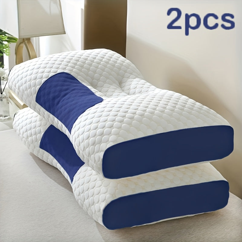 Buy 1 Get 1 Free: 2 Soft Woven Neck Massage Couple Pillows - Adjustable Ergonomic Orthotic Profile Support, High-Quality Pillow Core, Detachable Pillowcase for Sleeping Comfort