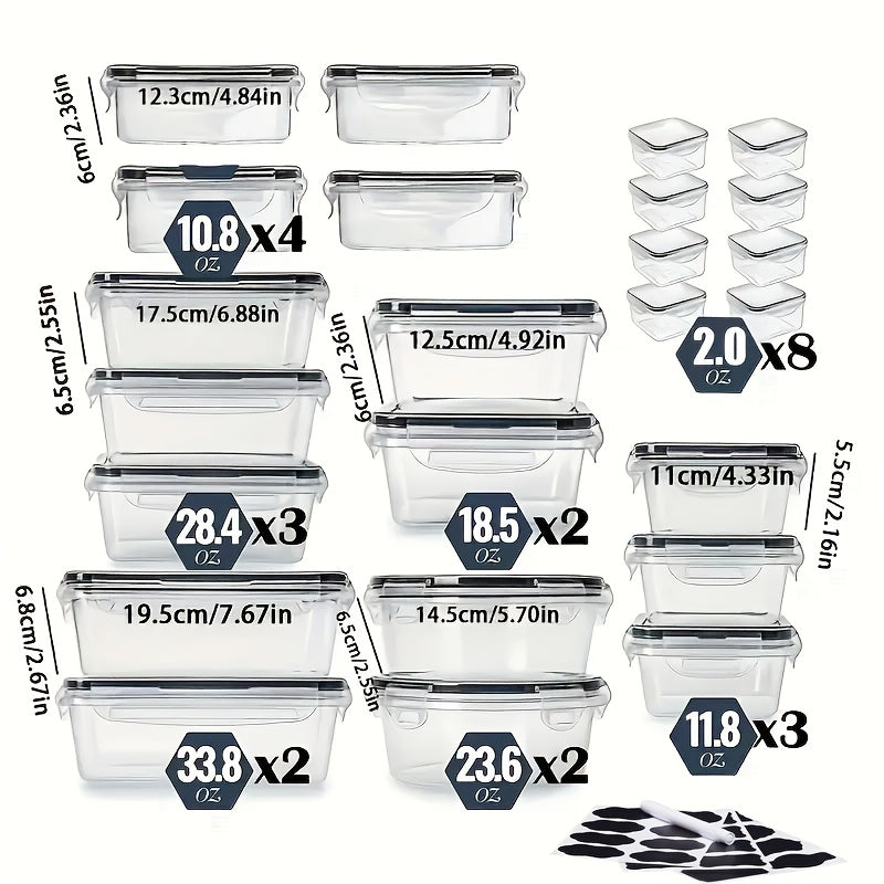 48-Piece Food Storage Container Set, Kitchen Organizers, Leakproof Meal Prep Containers, Local Warehouse - Airtight, BPA-Free, Easy-Snap Lids, Stackable. Includes 24 Lunch Containers, 24 Lids, Free Labels, and Marker for Pantry and...