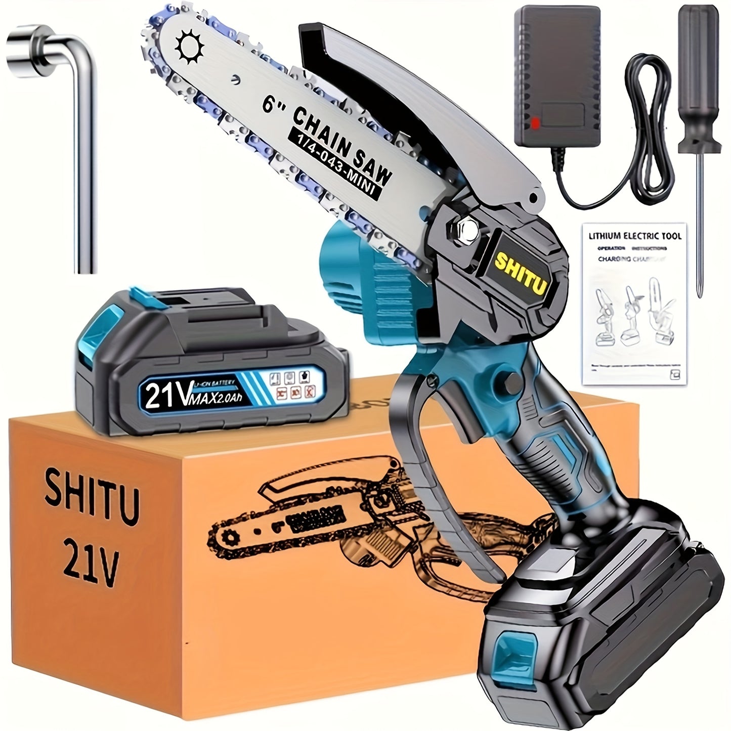 Mini Cordless Chainsaw, Lightweight & Portable Handheld Electric Tree Cutter with Splash Guard, Safety Lock, Rechargeable Battery, and Safe Trimming for Quick Cutting of Tree Branches, Courtyard, Household, and Garden Use, Gift.