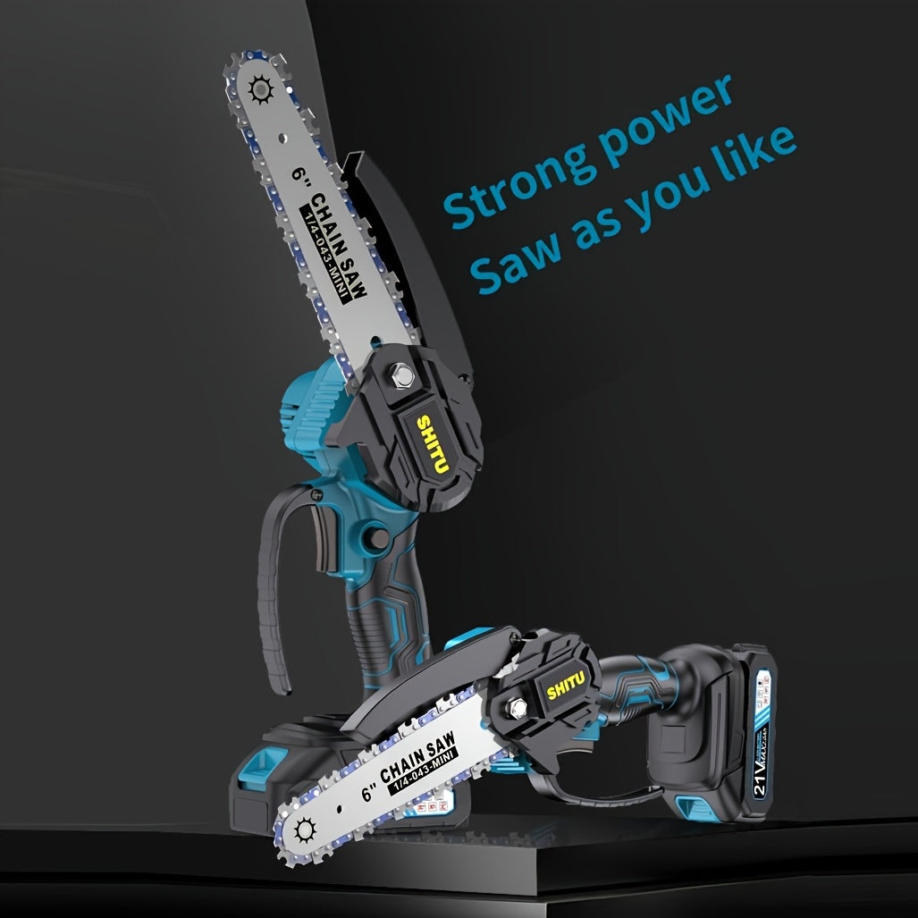 Mini Cordless Chainsaw, Lightweight & Portable Handheld Electric Tree Cutter with Splash Guard, Safety Lock, Rechargeable Battery, and Safe Trimming for Quick Cutting of Tree Branches, Courtyard, Household, and Garden Use, Gift.