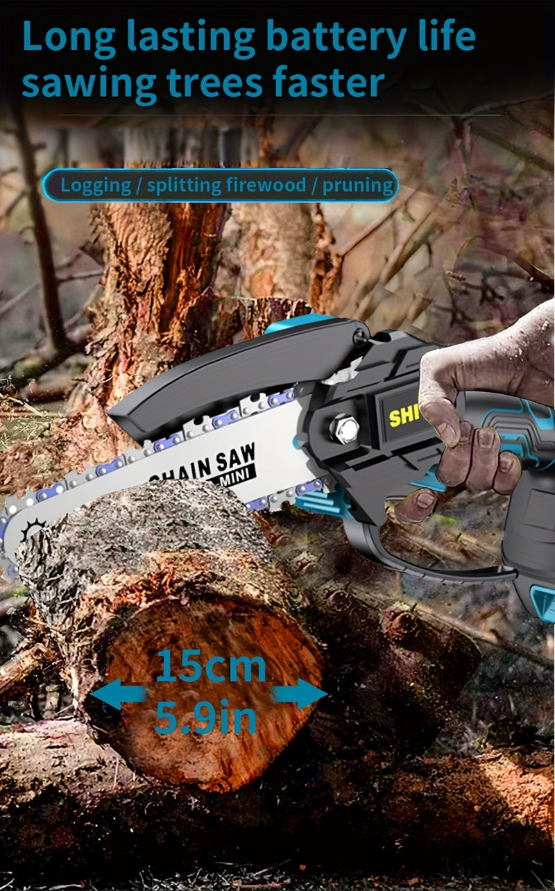 Mini Cordless Chainsaw, Lightweight & Portable Handheld Electric Tree Cutter with Splash Guard, Safety Lock, Rechargeable Battery, and Safe Trimming for Quick Cutting of Tree Branches, Courtyard, Household, and Garden Use, Gift.