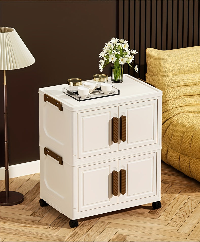 Contenitori Impilabili in Plastica 5 Ripiani con Coperchi – Armadietto Pieghevole, Organizer Collassabile con Ruote per Armadio, Bagno, Casa, Ufficio e Camera da letto