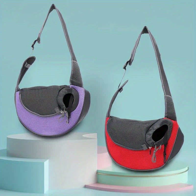 Borsa a tracolla traspirante per cani – trasportino con spallacci regolabili, rosa & nero, comodo e sicuro per cani piccoli e medi ✅
