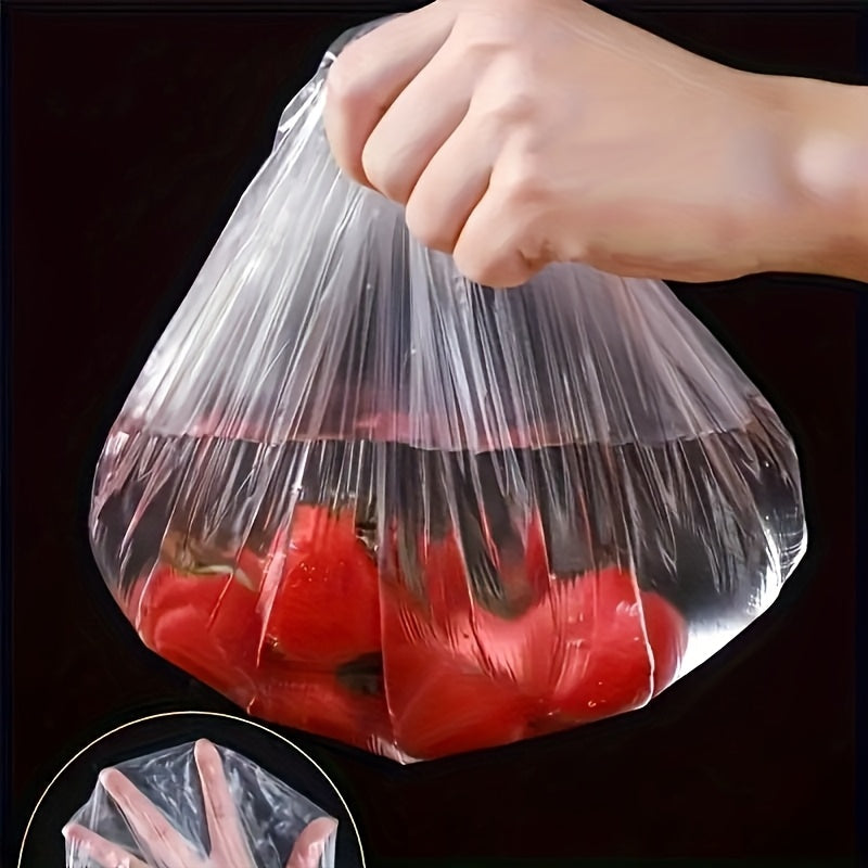 Set 100 Capace Elastice Reutilizabile pentru Depozitarea Alimentelor – Folie Transparentă Extensibilă pentru Boluri și Farfurii, Fără Miros, Alternativă la Folia de Aluminiu, Sigură pentru Contact cu Alimentele