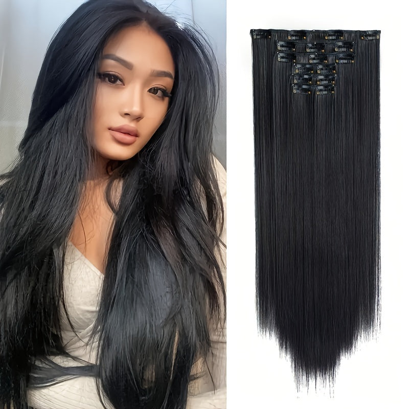 Extension a Clip, Capelli Lunghi e Folti in Pizzo Leggero Sintetici per Donna – Castano Cioccolato con Riflessi Biondo Dorato, Accessori per Capelli per Halloween e Natale