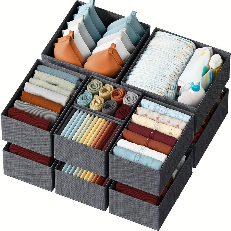 6 Organizer Tessili per Cassetti – Contenitori Tessuti con Scomparti Multipli per Vestiti Bambini, Camerette e Camera da Letto – Stile Contemporaneo, Durevoli e Salvaspazio