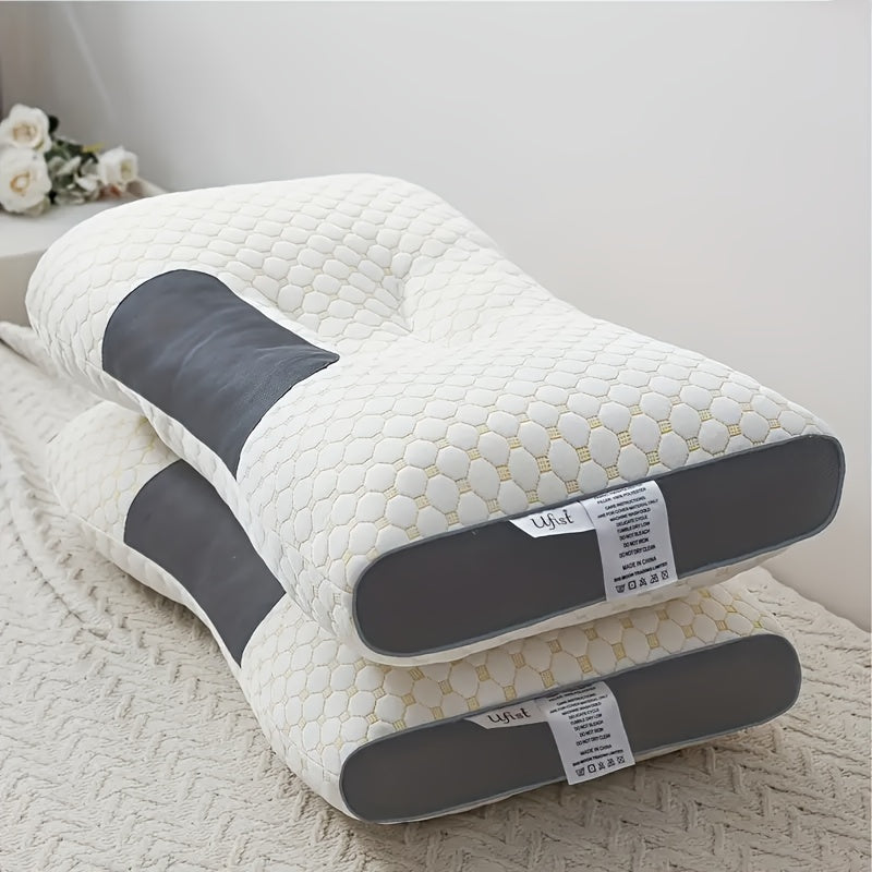 Buy 1 Get 1 Free: 2 Soft Woven Neck Massage Couple Pillows - Adjustable Ergonomic Orthotic Profile Support, High-Quality Pillow Core, Detachable Pillowcase for Sleeping Comfort