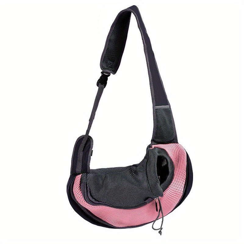 Borsa a tracolla traspirante per cani – trasportino con spallacci regolabili, rosa & nero, comodo e sicuro per cani piccoli e medi ✅
