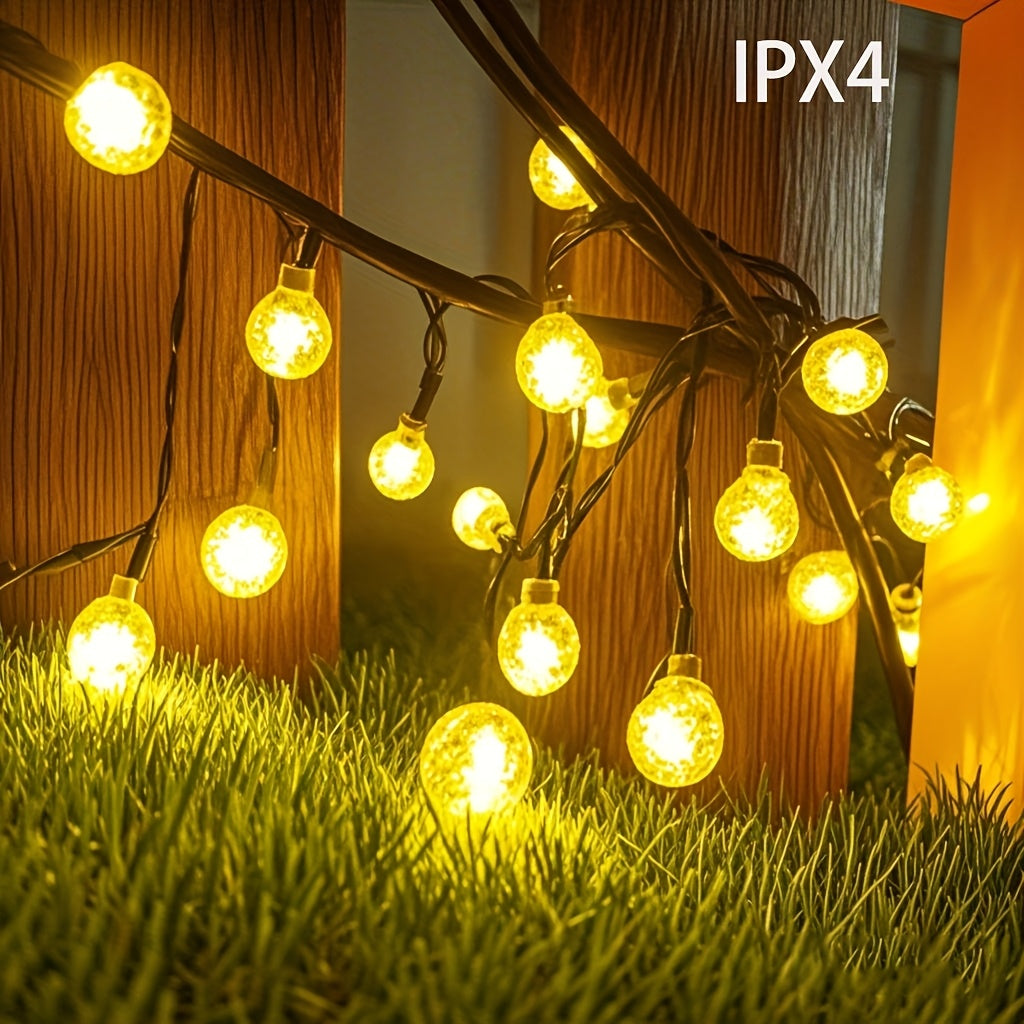 Lumină solară de exterior 20/50/100 LED, ghirlande cu bile calde, 8 moduri, IPX4, pentru grădină, copaci, patio, nuntă, petrecere și Crăciun