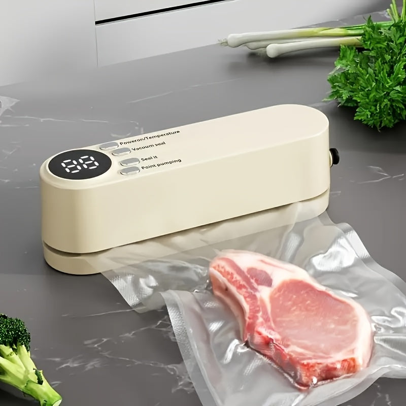 Kit Compact de Sigilare Vid USB cu Ecran Digital – Sigilare Rapidă, Include Pompă și Pungi Etanșe, Ideal pentru Conservarea Alimentelor, Gustări, Carne, Fructe și Legume – Design Care Economisește Spațiu, Mașină de Sigilare 36V
