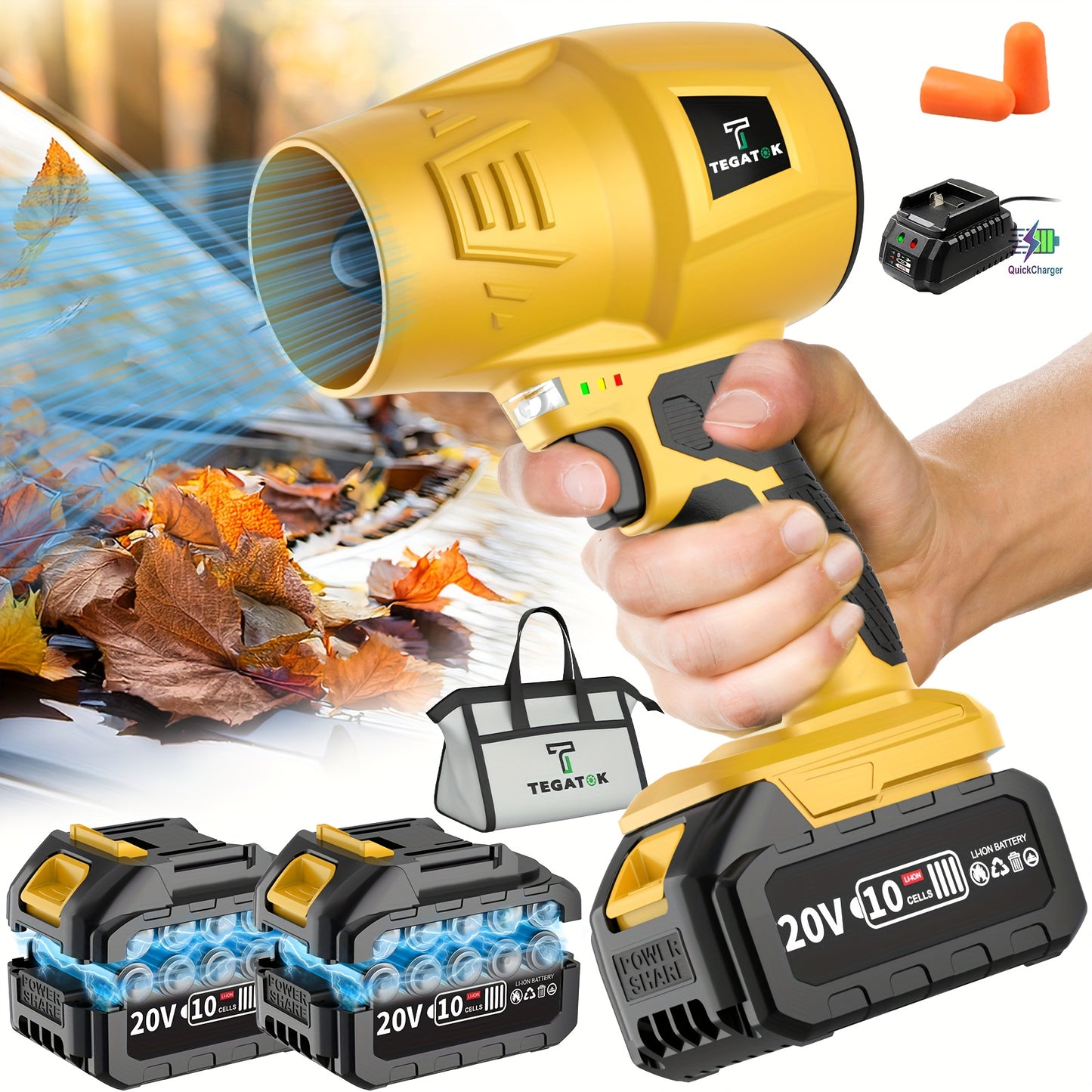 Turbo Jet Blower, 220000RPM Electric Cordless Leaf Blower, 20V 2.0/4.0AH Battery Jet Dry Blower, High Pressure Air Blower, Jet Blower Car Dryer, Hand Held Snow Blower, Home Outdoor, Blowing Leaves And Dust, Birthday Or Holiday Gift
