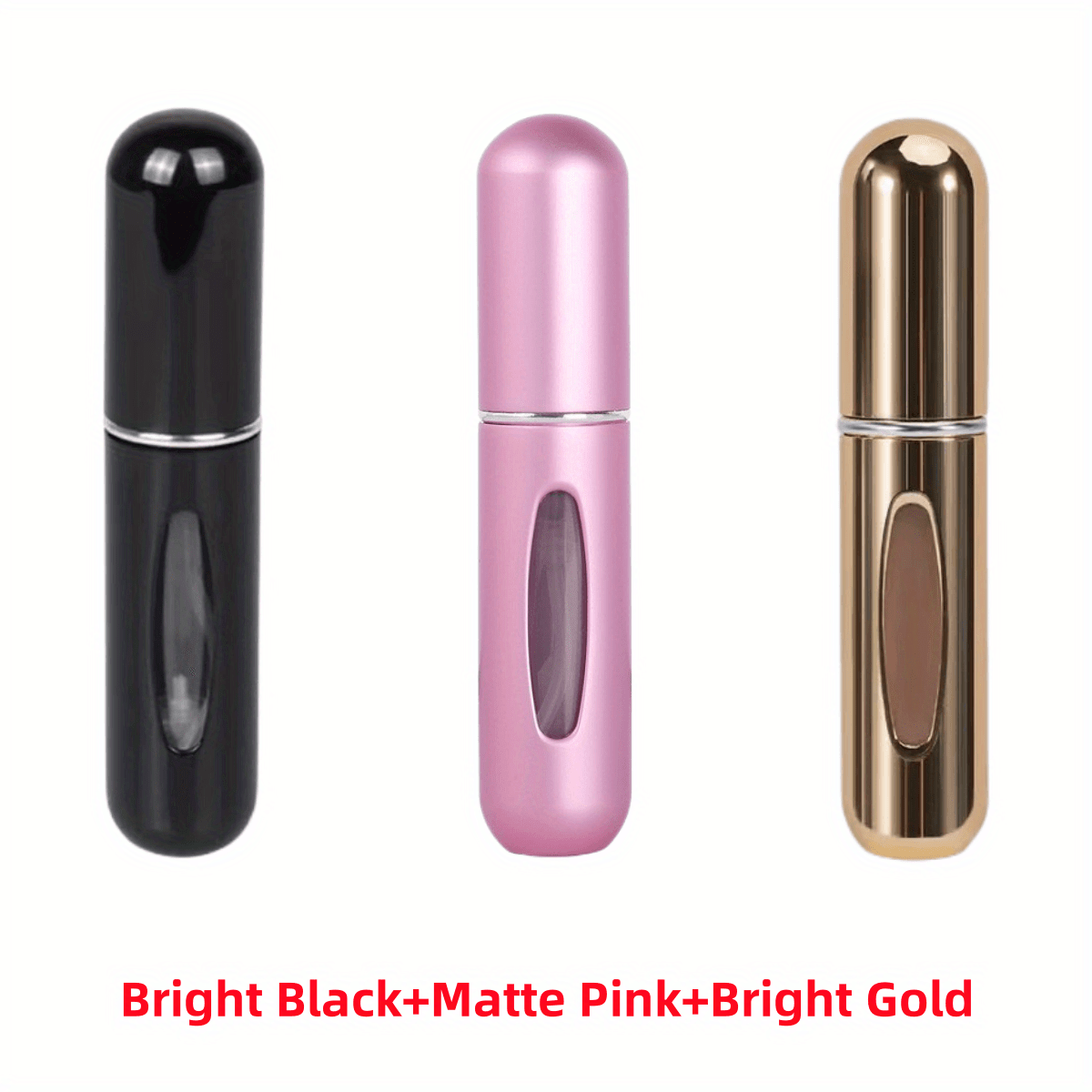 Mini Atomizzatore Profumo Portatile Ricaricabile – Flacone Spray in Alluminio per Viaggio, Multi-Colore, Senza Profumo, Design Compatto