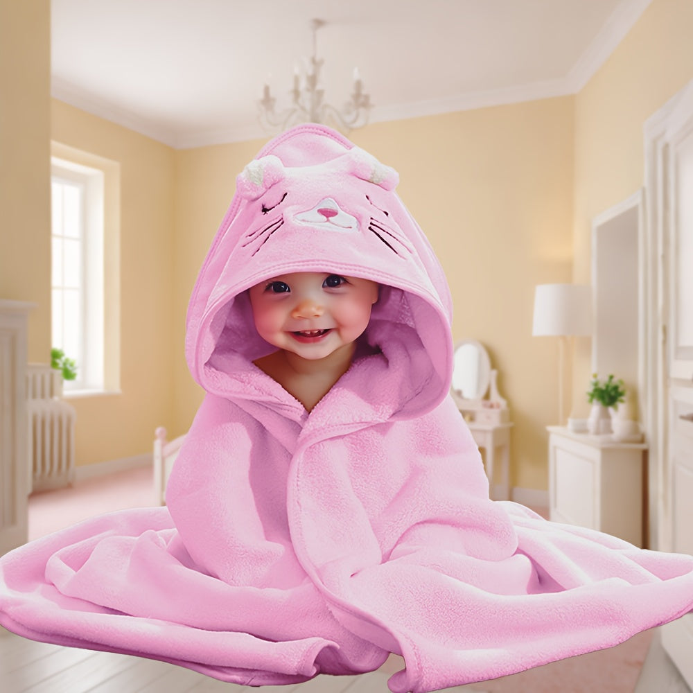 Prosop de baie pentru bebeluși cu glugă – capă drăguță din coral fleece, uscare rapidă, ideal pentru piscină, plajă și utilizare tot anul