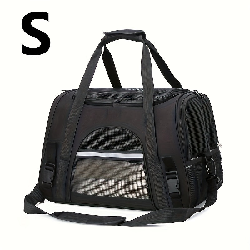 Trasportino Gatto Portatile con Materassino – Grande Capacità, Tasche Traspiranti, Chiusura con Cerniera, Imbottitura Morbida, Cinghie Sicure per Auto e Esterno