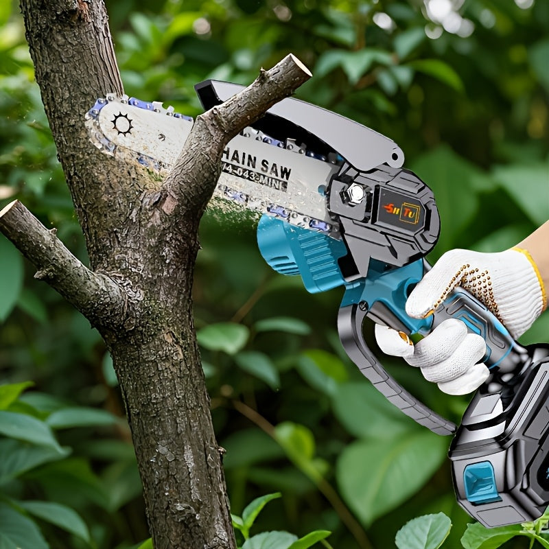 Mini Cordless Chainsaw, Lightweight & Portable Handheld Electric Tree Cutter with Splash Guard, Safety Lock, Rechargeable Battery, and Safe Trimming for Quick Cutting of Tree Branches, Courtyard, Household, and Garden Use, Gift.