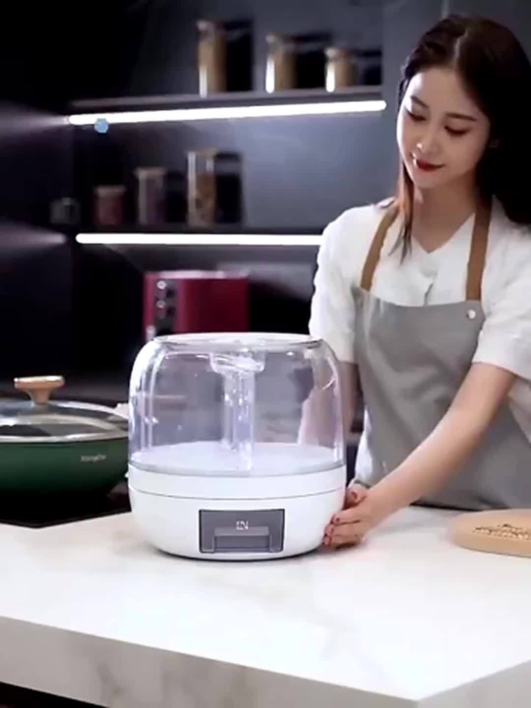 Contenitore Rotante Grande Capacità con Coperchio – Dispenser Impermeabile in Plastica per Cereali, Noci, Farina e Riso, Multiuso per Organizzazione e Conservazione in Cucina