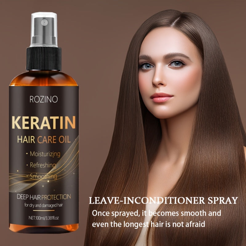 Balsam fără clătire 10-în-1 pentru netezire instantă, pe bază de keratină, spray de păr leave-in 100ml – controlează sebumul, netezește instant frizz-ul, repară uscăciunea și deteriorarea termică, oferă hidratare și strălucire până la 72 de ore