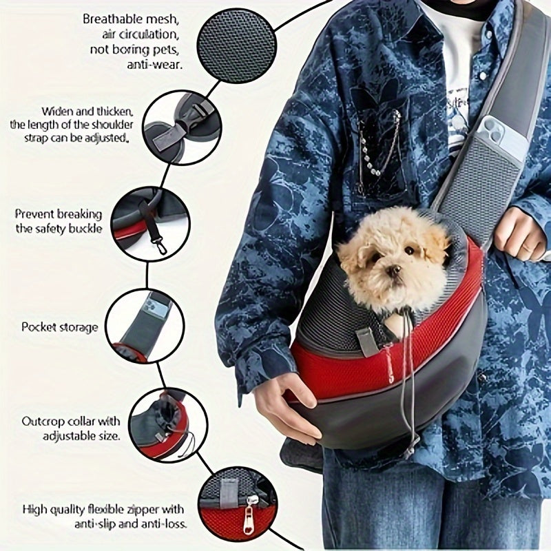 Borsa a tracolla traspirante per cani – trasportino con spallacci regolabili, rosa & nero, comodo e sicuro per cani piccoli e medi ✅