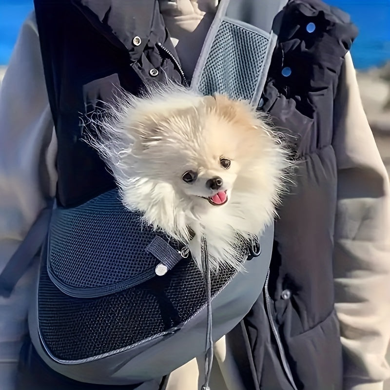 Borsa a tracolla traspirante per cani – trasportino con spallacci regolabili, rosa & nero, comodo e sicuro per cani piccoli e medi ✅