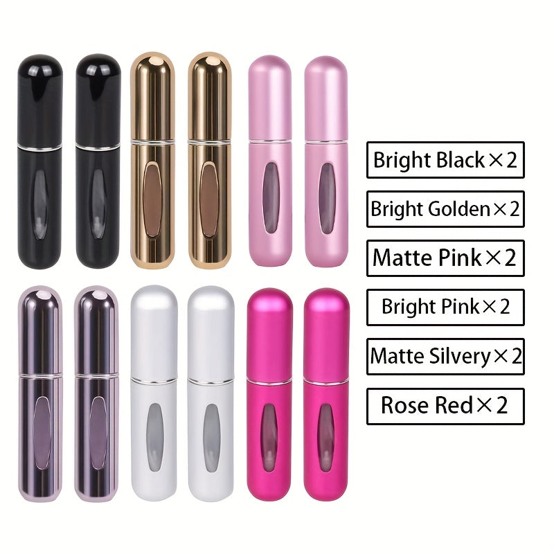 Mini Atomizzatore Profumo Portatile Ricaricabile – Flacone Spray in Alluminio per Viaggio, Multi-Colore, Senza Profumo, Design Compatto