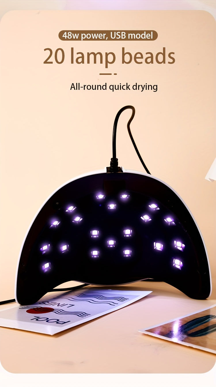 Lampada Unghie LED/Quick-Dry con Display LCD Digitale – Auto Spegnimento, Luce B/UVA per Smalto Gel, Uso Casa o Salone, Compatta e Portatile, Timer, Senza Adattatore, Plastica Resistente, Bianco/Nero