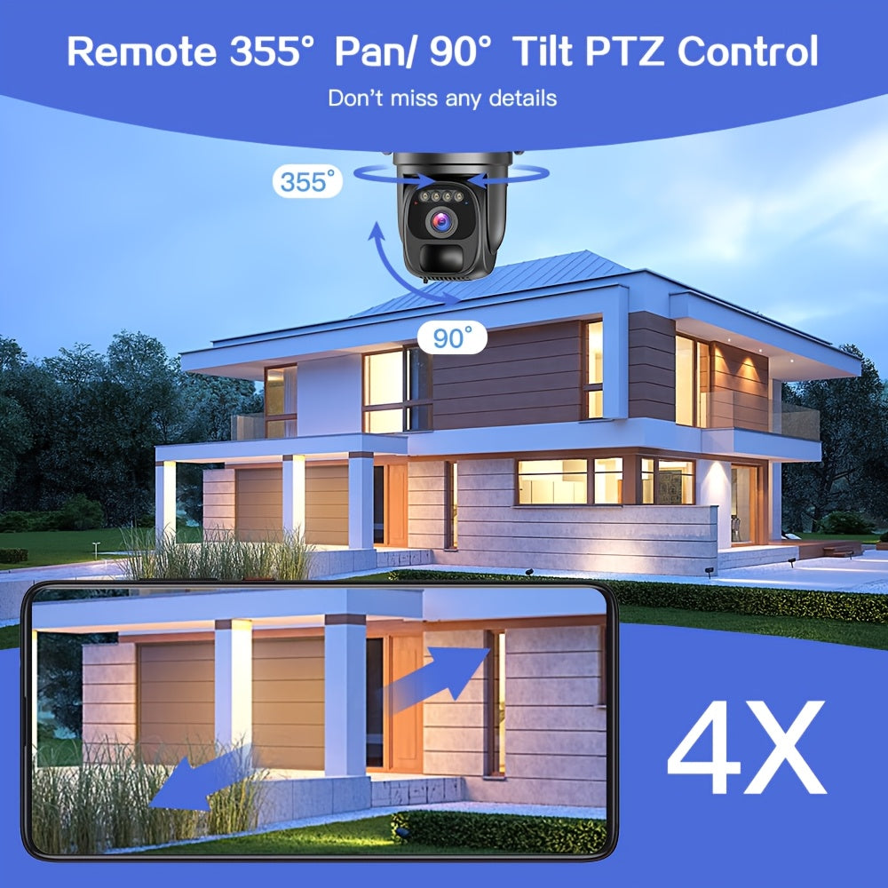 Cameră de securitate wireless SZSINOCAM, solară, 1080P HD, PTZ, audio bidirecțional, detecție mișcare, Wi-Fi, stocare SD/Cloud – pentru casă, afaceri și exterior