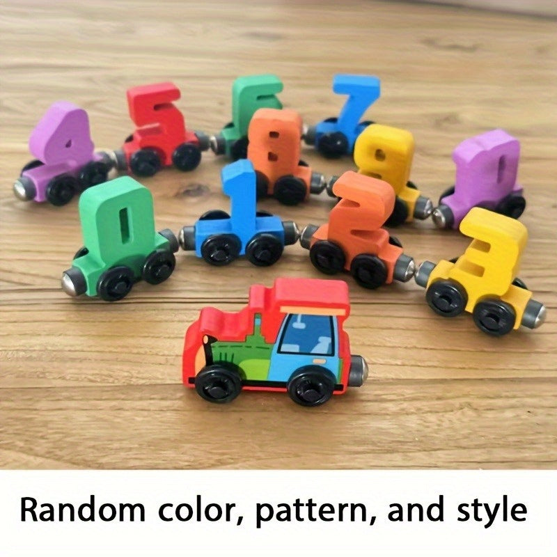 Jucărie puzzle magnetic tren și numere – vagoane colorate din lemn cu cifre 1-10, joc interactiv de învățare, ideal pentru petreceri și cadouri de sărbători, jucărie educativă | Puzzle tren | Jucărie durabilă pentru masă