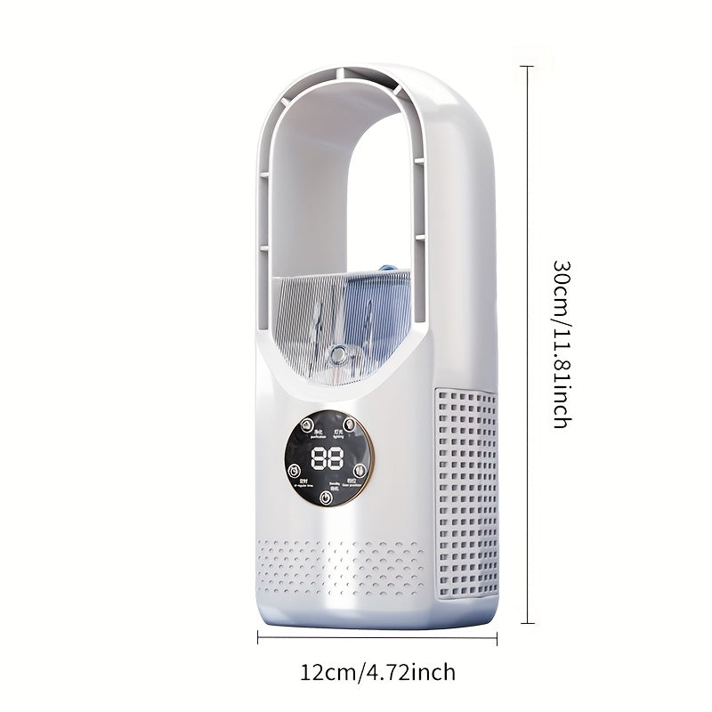 Portable Air Conditioning Fan, USB Tower Fan, Desktop Bladeless Fan - With Water Mist Cooling, Seven-Color LED Ambient Light, Timer and Smart Shutdown - Perfect for Office, Travel, Camping and Home Essentials