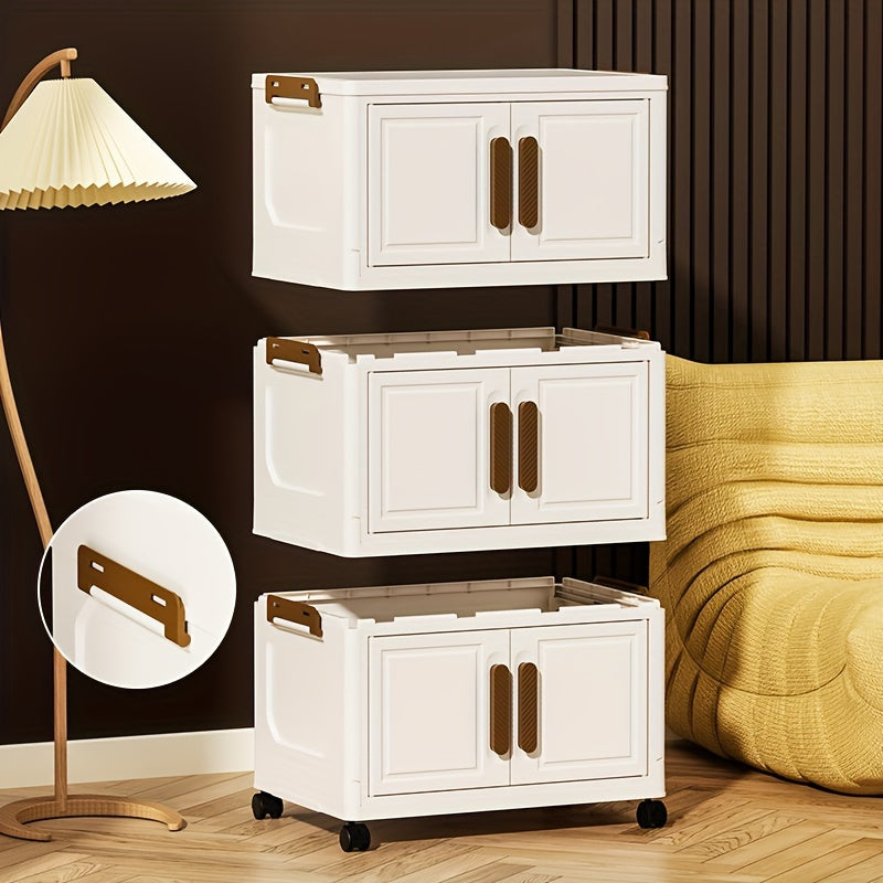 Contenitori Impilabili in Plastica 5 Ripiani con Coperchi – Armadietto Pieghevole, Organizer Collassabile con Ruote per Armadio, Bagno, Casa, Ufficio e Camera da letto