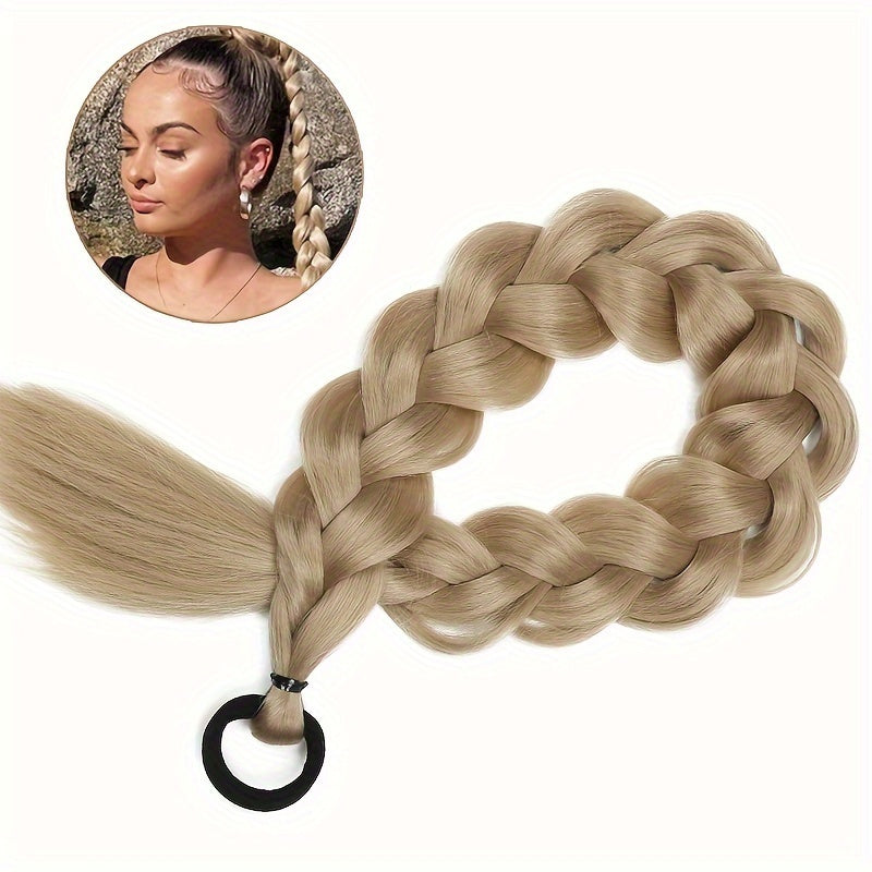 Extension Coda di Cavallo Treccia 60,96 cm – Fibra Sintetica, Elastico, Bionda, Accessorio Capelli per Feste ed Uso Quotidiano