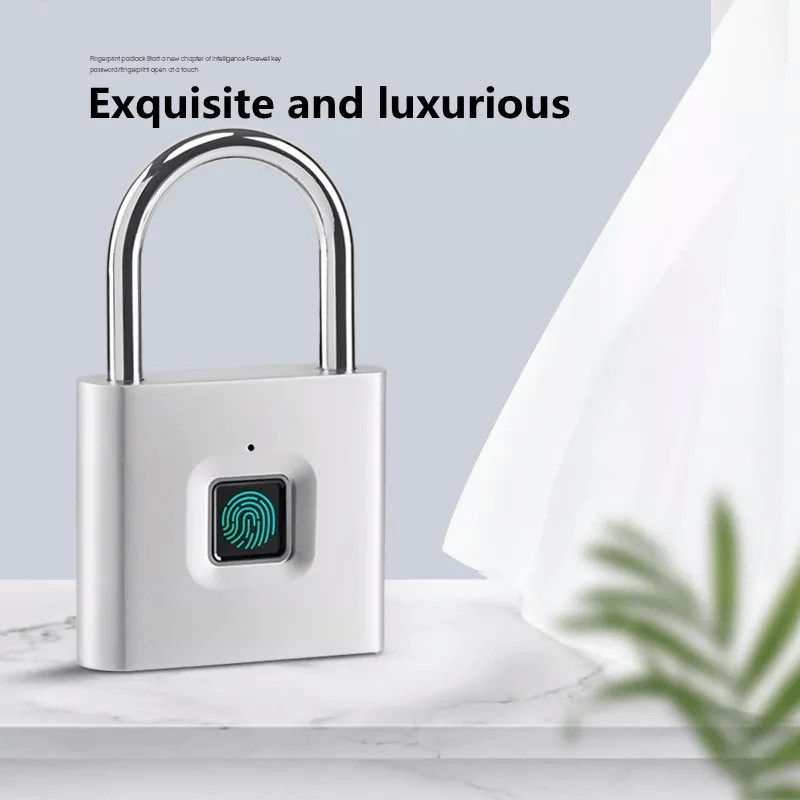 Lucchetto Smart Compatto con Impronta Digitale – Impermeabile, Senza Chiave, Ricaricabile USB, Leggero in Alluminio – Ideale per Valigie, Zaini e Bagagli