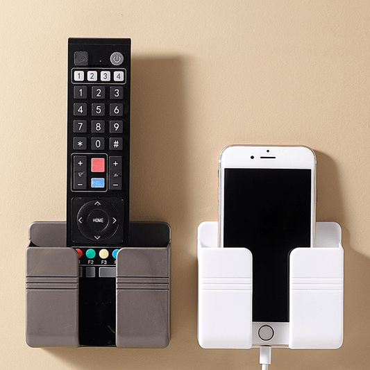 Porta Cellulare da Parete – Organizer Multiuso Senza Fori, Supporto per Telecomando, Scatola di Stoccaggio e Gancio per Ricarica