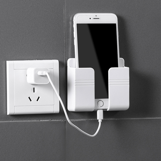 Porta Cellulare da Parete – Organizer Multiuso Senza Fori, Supporto per Telecomando, Scatola di Stoccaggio e Gancio per Ricarica