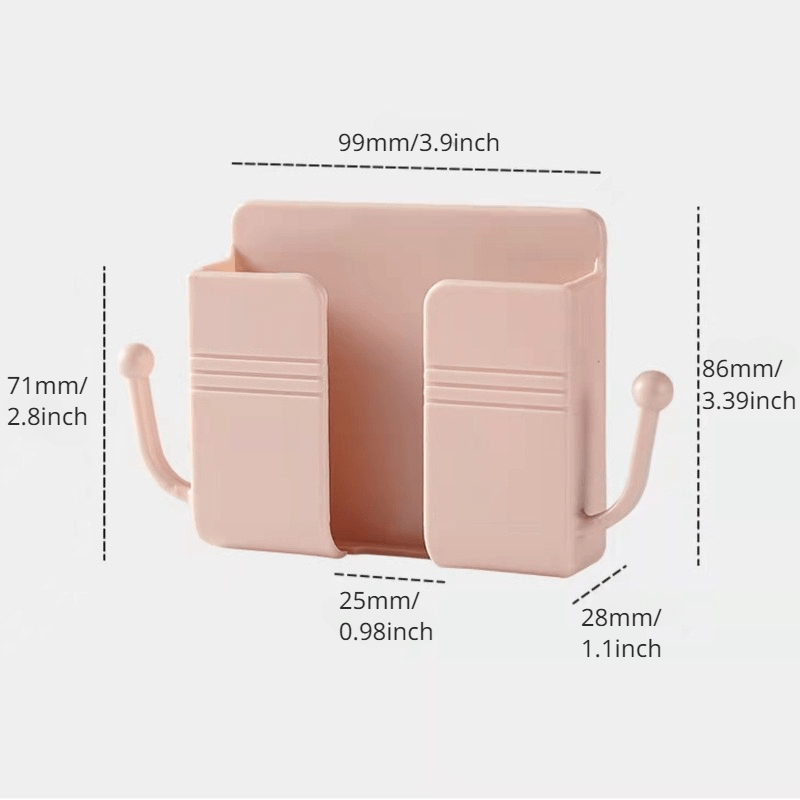 Porta Cellulare da Parete – Organizer Multiuso Senza Fori, Supporto per Telecomando, Scatola di Stoccaggio e Gancio per Ricarica
