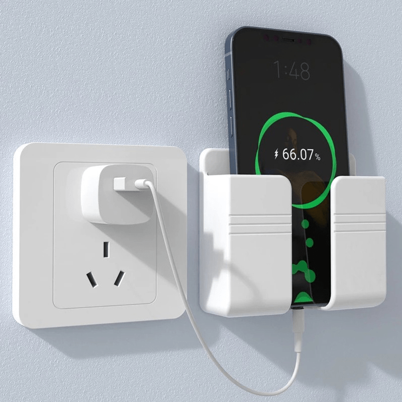 Porta Cellulare da Parete – Organizer Multiuso Senza Fori, Supporto per Telecomando, Scatola di Stoccaggio e Gancio per Ricarica
