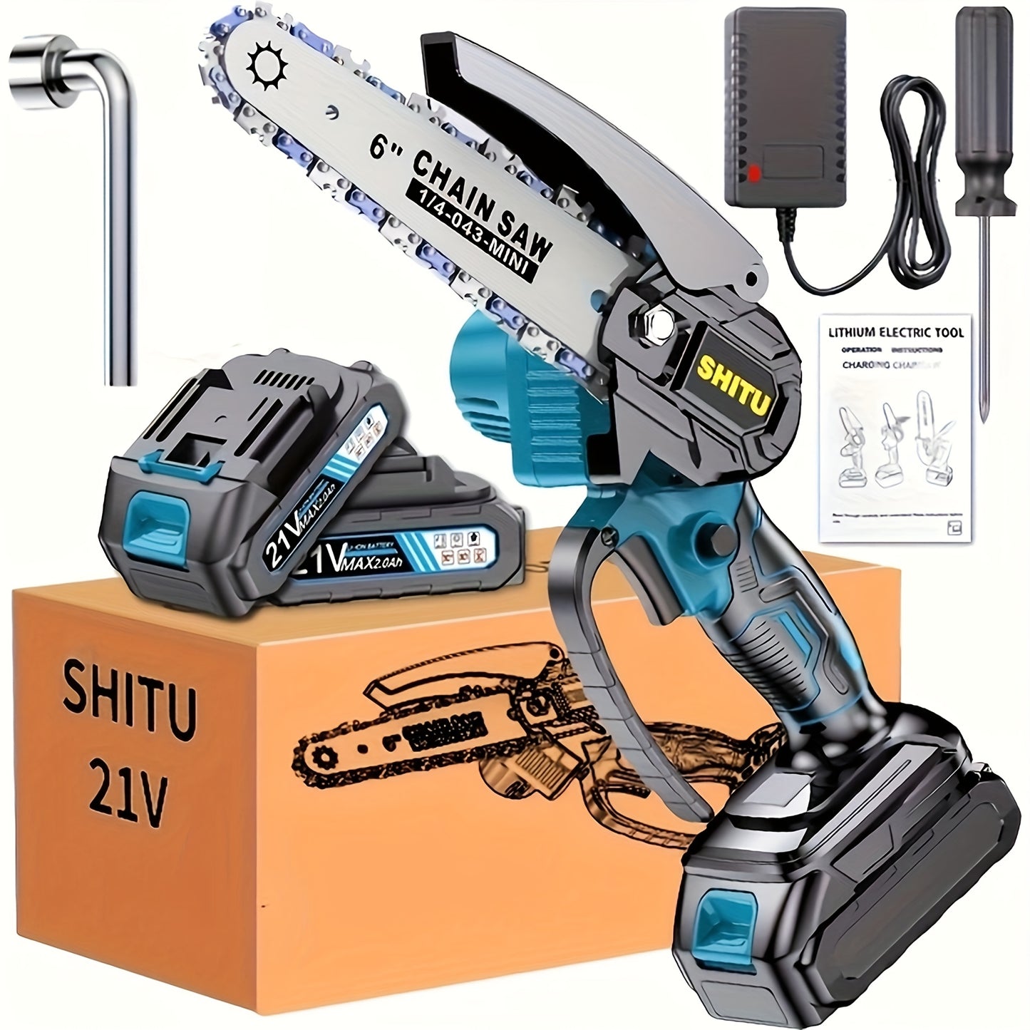 Mini Cordless Chainsaw, Lightweight &amp; Portable Handheld Electric Tree Cutter with Splash Guard, Safety Lock, Rechargeable Battery, and Safe Trimming for Quick Cutting of Tree Branches, Courtyard, Household, and Garden Use, Gift.
