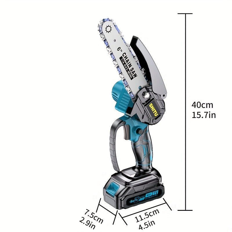 Mini Cordless Chainsaw, Lightweight &amp; Portable Handheld Electric Tree Cutter with Splash Guard, Safety Lock, Rechargeable Battery, and Safe Trimming for Quick Cutting of Tree Branches, Courtyard, Household, and Garden Use, Gift.