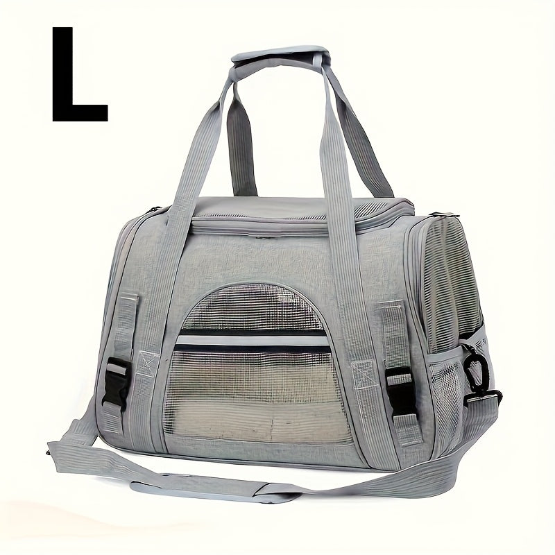 Trasportino Gatto Portatile con Materassino – Grande Capacità, Tasche Traspiranti, Chiusura con Cerniera, Imbottitura Morbida, Cinghie Sicure per Auto e Esterno