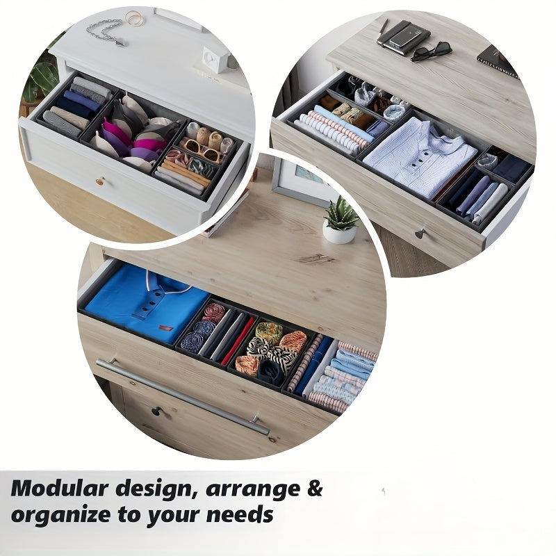 6 Organizer Tessili per Cassetti – Contenitori Tessuti con Scomparti Multipli per Vestiti Bambini, Camerette e Camera da Letto – Stile Contemporaneo, Durevoli e Salvaspazio