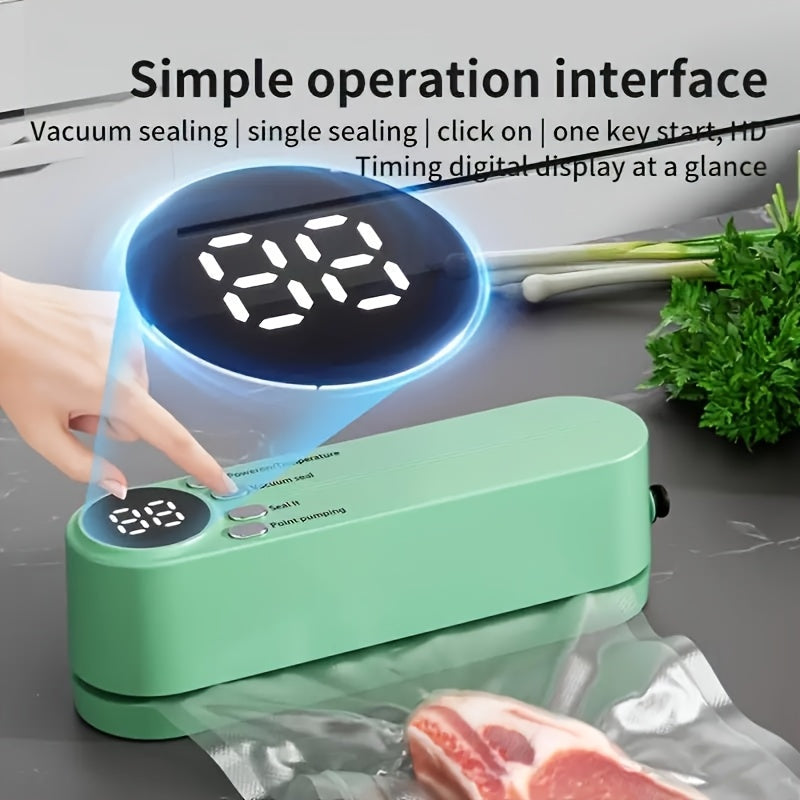 Kit Compact de Sigilare Vid USB cu Ecran Digital – Sigilare Rapidă, Include Pompă și Pungi Etanșe, Ideal pentru Conservarea Alimentelor, Gustări, Carne, Fructe și Legume – Design Care Economisește Spațiu, Mașină de Sigilare 36V