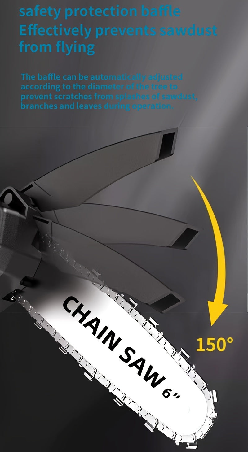Mini Cordless Chainsaw, Lightweight &amp; Portable Handheld Electric Tree Cutter with Splash Guard, Safety Lock, Rechargeable Battery, and Safe Trimming for Quick Cutting of Tree Branches, Courtyard, Household, and Garden Use, Gift.