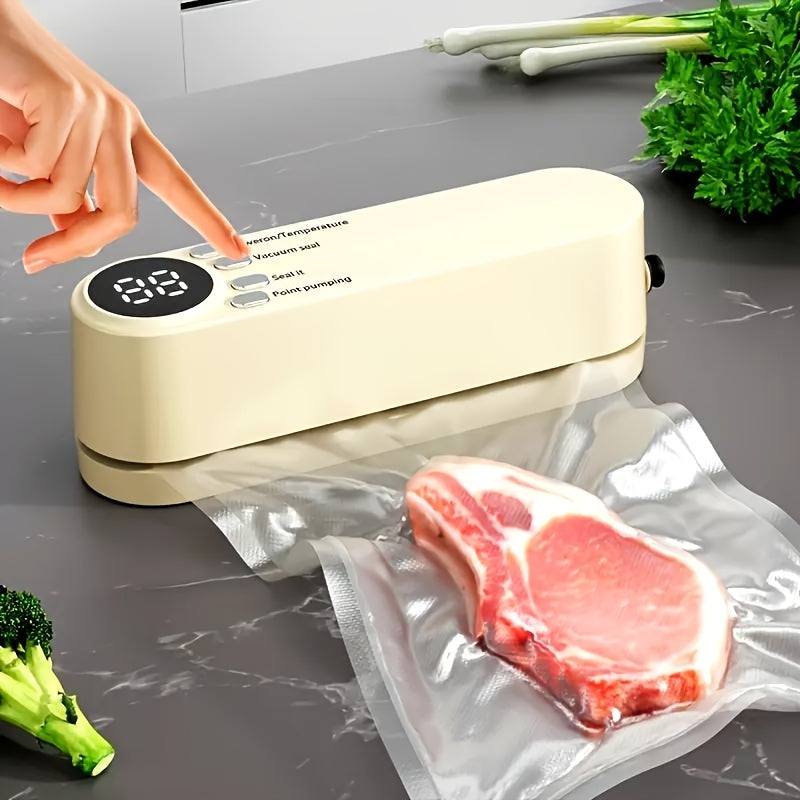 Kit Compact de Sigilare Vid USB cu Ecran Digital – Sigilare Rapidă, Include Pompă și Pungi Etanșe, Ideal pentru Conservarea Alimentelor, Gustări, Carne, Fructe și Legume – Design Care Economisește Spațiu, Mașină de Sigilare 36V